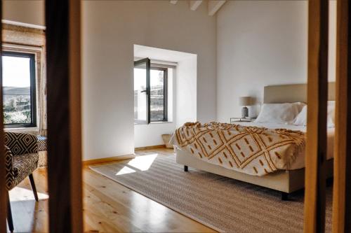 ProvesendeCasa do Santo - Wine & Tourism的一间卧室设有一张床和一个大窗户