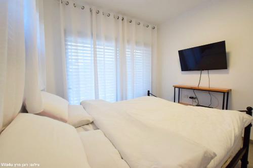 马格达拉Allen suite的一间卧室配有一张床和一台平面电视