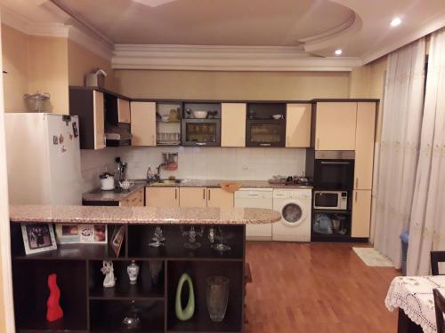 巴库ARENA apartment的厨房配有白色家电和台面