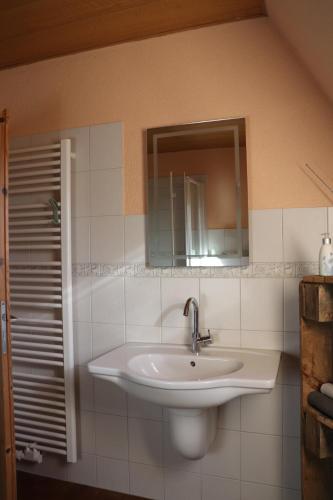 OersbergLandleben pur的一间带水槽和镜子的浴室