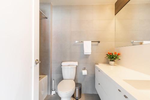 多伦多Luxury 1BR Condo - King Bed - Stunning City View的一间带卫生间和水槽的浴室