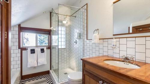 德里格斯Lofty Heights- A Teton Experience的一间带水槽和淋浴的浴室