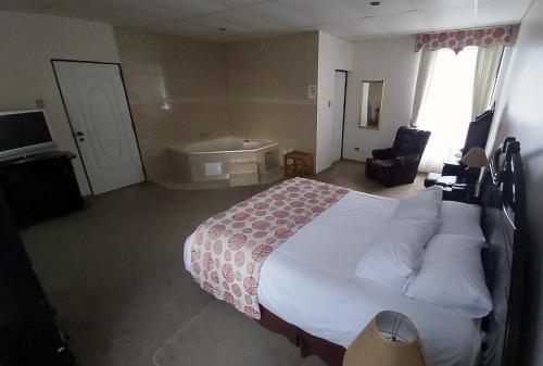 卡斯特鲁埃斯梅拉达酒店的卧室配有床和浴缸
