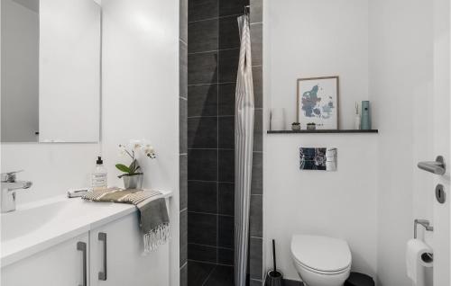 EngvangKysthusene的白色的浴室设有卫生间和水槽。