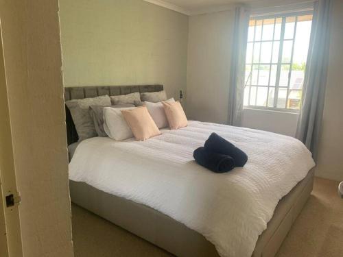 金斯顿Plush 2 bedroom apartment Kingston的卧室配有一张带两个枕头的大白色床
