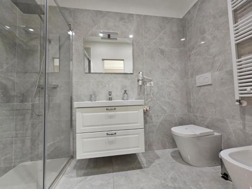 卡塔尼亚City Rooms Katane的一间带水槽、卫生间和淋浴的浴室