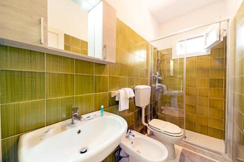 普罗基奥Villa Cecilia - Appartamenti的一间带水槽和卫生间的浴室