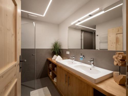 蒂罗尔-基希贝格Appartement Am Hof Untertann的一间带水槽和淋浴的浴室