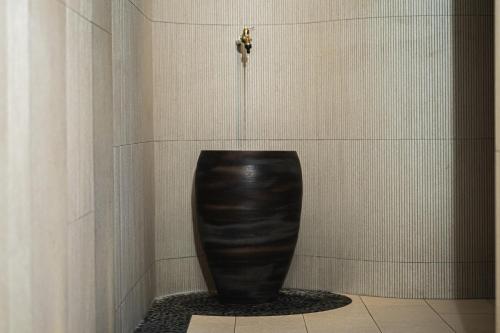 纳卡斯科普帕霍尔门酒店的坐在房间角落的黑色花瓶