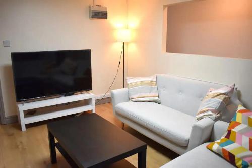 伯明翰Birmingham City Centre Apartment room near China Town的带沙发和平面电视的客厅