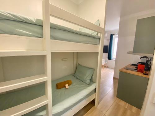卡普戴尔Appartements neuf - Frontière de Monaco - clim - WIFI的客房内的两张双层床