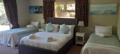 约尔Ardsallagh Lodge的一间卧室设有两张床和窗户。