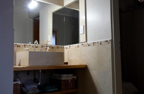 圣罗莎Camino a la Patagonia的一间带水槽和镜子的浴室
