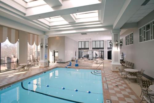 格林维尔格林维尔皇冠假日酒店的大型客房的游泳池,设有大型天花板
