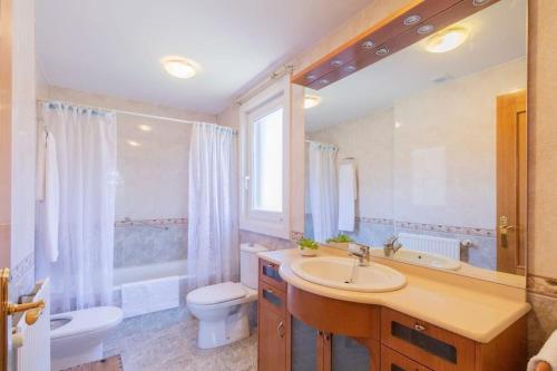 奥伊斯KANPONDOA ETXEA的一间带水槽、卫生间和镜子的浴室
