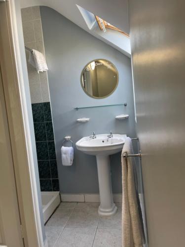 卡洛Riverside Lodge的一间带水槽和镜子的浴室