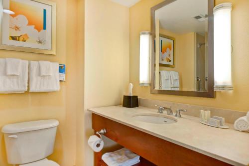 达拉姆达拉谟南端万豪费尔菲尔德客栈及套房酒店的浴室设有卫生间和带镜子的盥洗盆