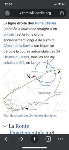 勒芒Au pied du circuit des 24h, chez Céline的带有平面图的文本框的截图