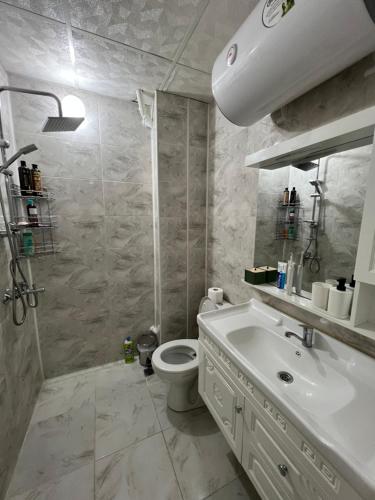 克尔贾利Midtown Apartment的浴室配有白色水槽和卫生间。