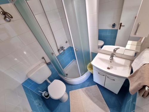 苏佩塔斯卡德拉加Apartment in Supetarska Draga with sea view, terrace, air conditioning, WiFi 4551-3的带淋浴、卫生间和盥洗盆的浴室