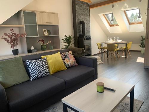 塔博尔Relax & Active Apartment Tábor的客厅配有沙发和桌子