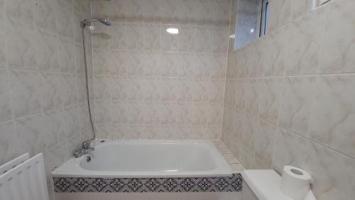 布里斯托Fully Furnished 3 bedroom Appartment的带淋浴、卫生间和盥洗盆的浴室