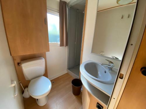 卡瓦利诺Camping Mayer的一间带卫生间和水槽的小浴室