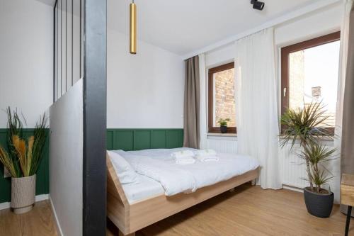 路德斯塔德·威特比Design & Chill #Altstadt #Beamer的植物间内一间卧室,配有一张床