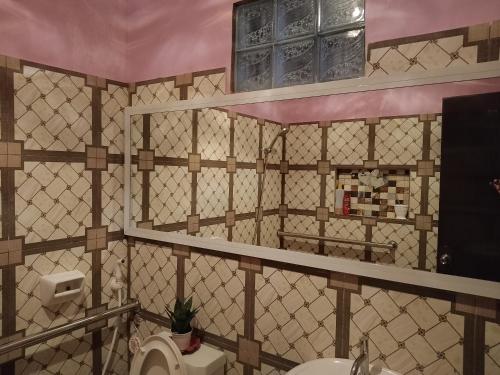 阿拉米诺斯Leigh HomeStay的一间带瓷砖墙壁和卫生间的浴室