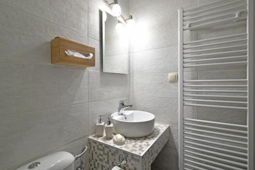 帕莱斯潘蒂雷蒙To Patriko Mas Guesthouse-1的白色的浴室设有水槽和淋浴。