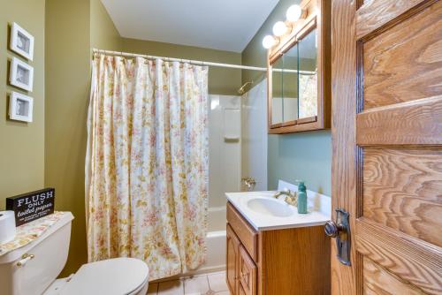 威廉波特Pennsylvania Abode Near Little League World Series的浴室设有卫生间水槽和淋浴帘