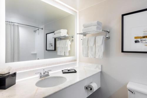 亚特兰大亚特兰大北市区喜来登酒店的白色的浴室设有水槽和镜子
