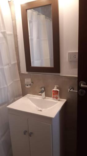 巴拉那MONOAMBIENTE - Parana TU CASA的浴室设有白色水槽和镜子