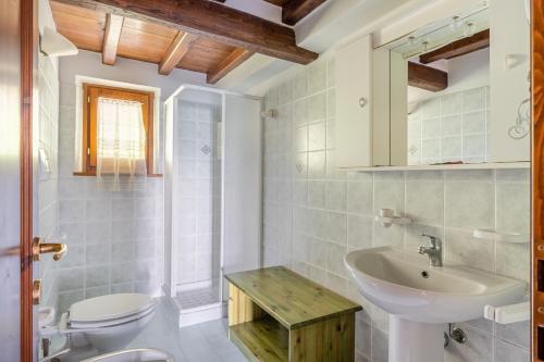皮斯托亚Il Serrino 5的白色的浴室设有水槽和卫生间。