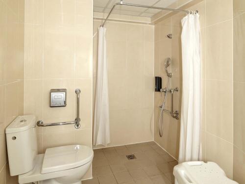 鲁瓦西昂法兰西B&B HOTEL Paris Roissy CDG Aéroport的一间带卫生间和淋浴的浴室