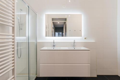 斯海弗宁恩BizStay Harbour IV的白色的浴室设有水槽和镜子