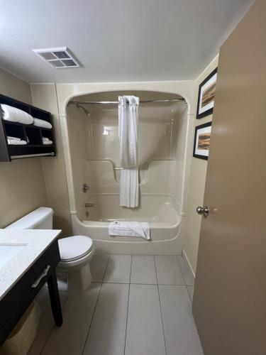康沃尔康沃尔康福特茵酒店的带浴缸、卫生间和盥洗盆的浴室