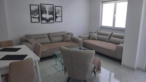 斯特鲁加Ohrid-Struga Ezerski Lozja的客厅配有沙发和桌子