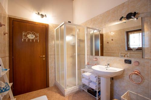 布索伦戈Casa vacanze Monte Galetto的带淋浴和盥洗盆的浴室