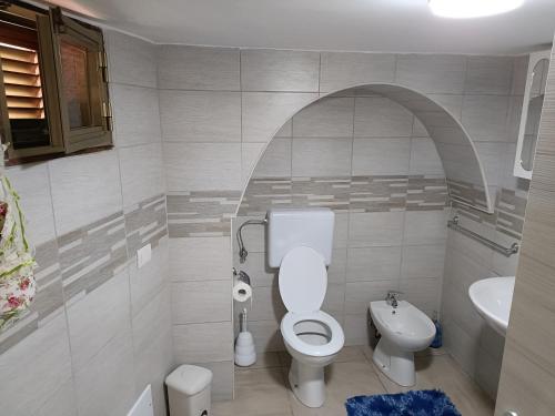 奥里亚LA CASA DEI DESIDERI的一间带卫生间和水槽的浴室