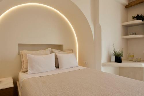 卡马利艾梅思酒店的一间卧室设有一张大床和拱形天花板