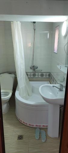 撒马尔罕Hotel Rahmon - 2的带浴缸、卫生间和盥洗盆的浴室