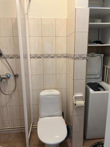 科科拉Apartment Huvilakatu的一间带卫生间和淋浴的浴室