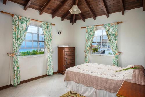 圣詹姆斯Ferron House的一间卧室设有一张床和两个窗户。