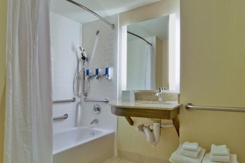 纳什维尔纳什维尔机场福朋喜来登酒店的一间带水槽、浴缸和淋浴的浴室