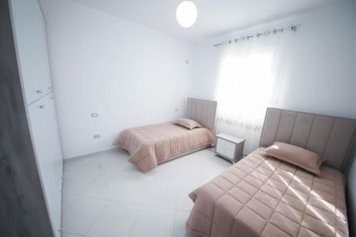 迪夫亚卡Vila Kokoneshi的一间卧室设有两张床和窗户。