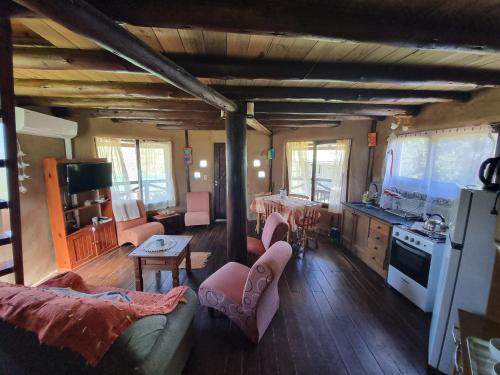 塞拉纳镇Barro的带沙发的客厅和厨房