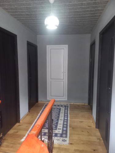 AdishiSesili Guesthouse的一间设有门的房间和一个带地毯的走廊