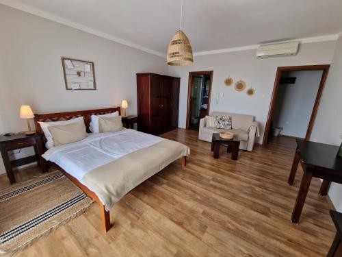 茨里克韦尼察巴尔利卡住宿加早餐旅馆的一间卧室设有一张床和一间客厅。