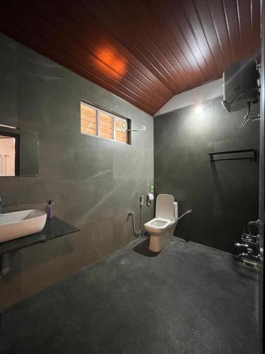 库斯哈尔纳加尔THE MASCARA - Home stay @ Coorg的浴室配有白色卫生间和盥洗盆。